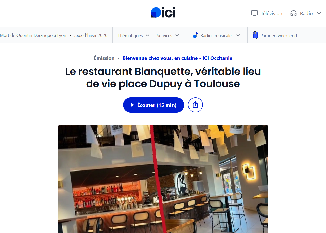 Article ICI Occitanie sur Blanquette